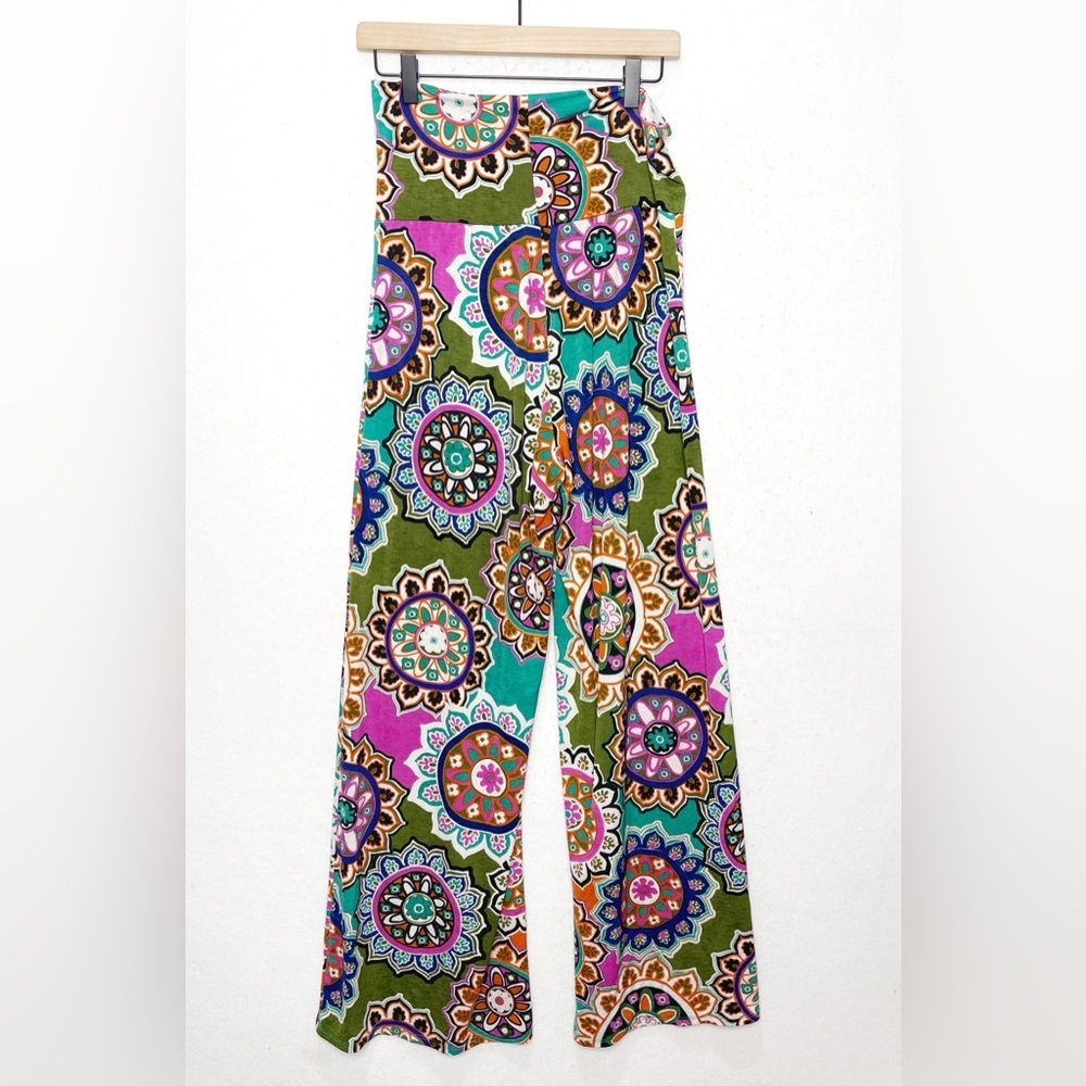 Junky Closet Size 1X Bohemian Palazzo Pants Colorful Mandalas Lounge Boho Hippie - Picture 2 of 4